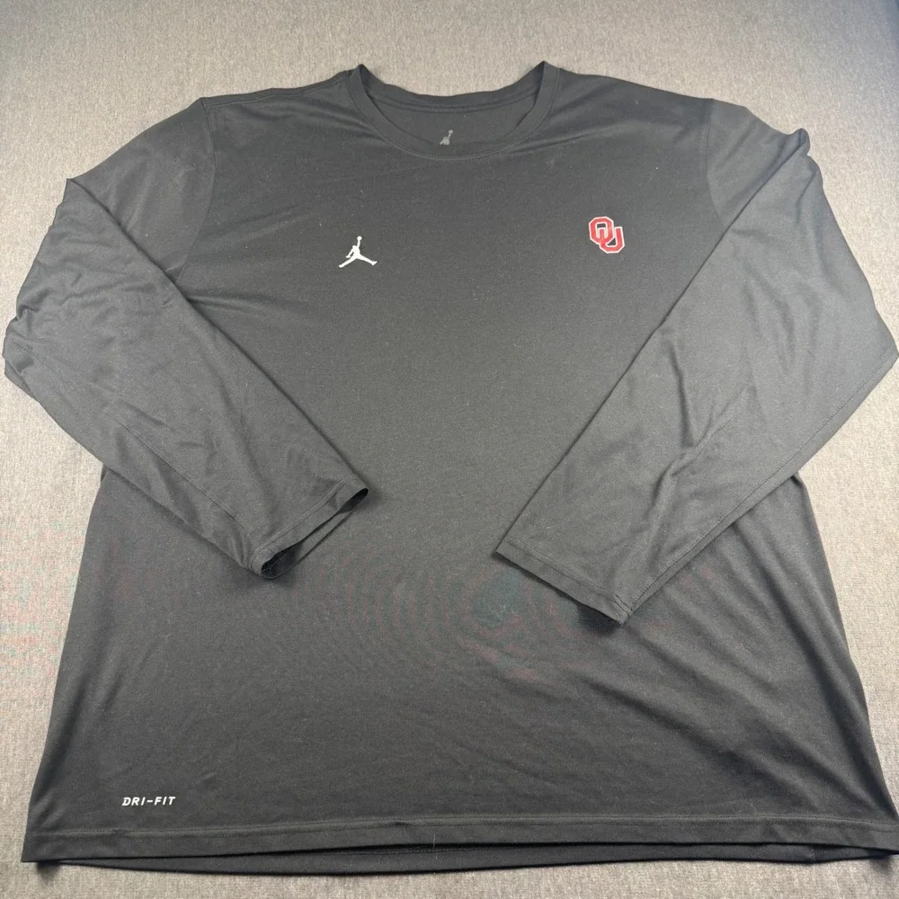 Jordan Oklahoma Sooners Mens 2XL Black Dri-FIT Long Sleeve Shirt AJ0864-010